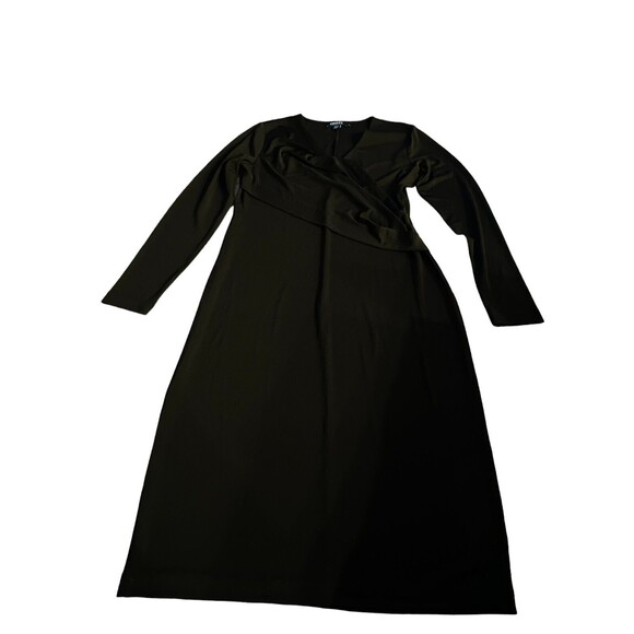 Donna Karan New York Womens Dress Black Small Surplice Vneck Midi Stretch - Picture 1 of 7